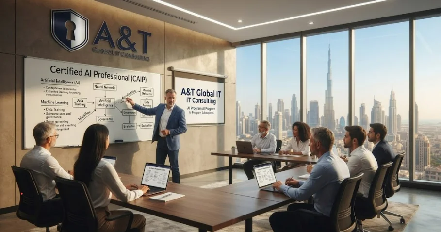 Certified Artificial Intelligence Professional (CAIP) Canada teaching in hall.